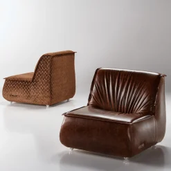 Sedia da salotto in pelle marrone Zoe