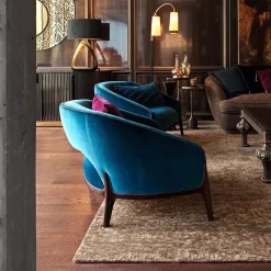 Sedia da salotto in velluto blu