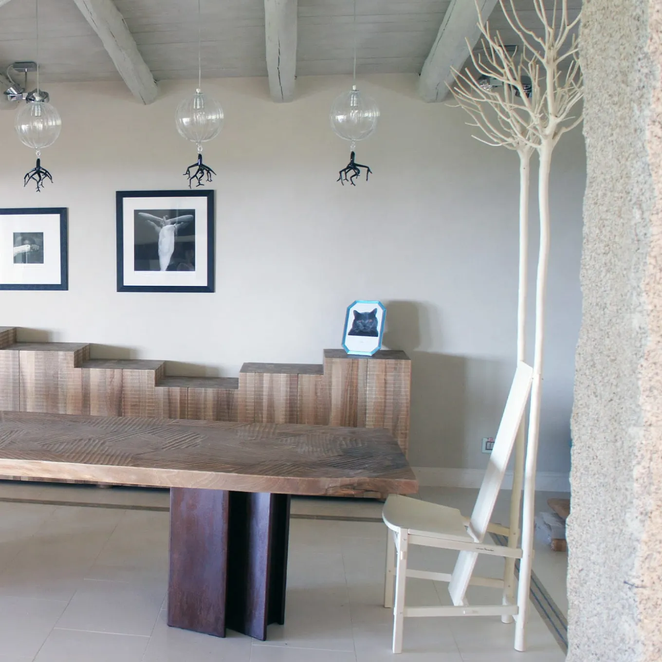 Sedia Fiorita in legno d'acero color beige