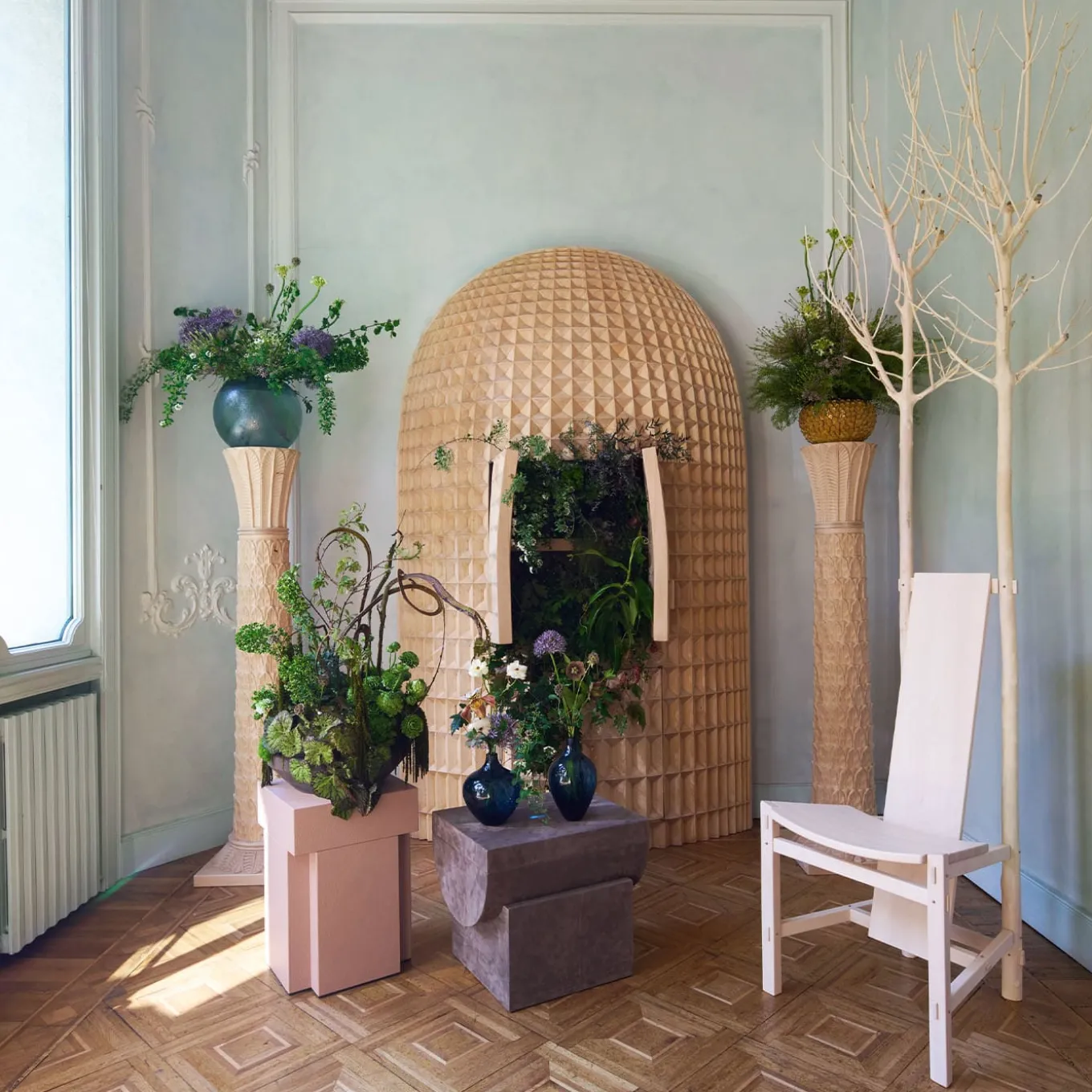 Sedia Fiorita in legno d'acero color beige