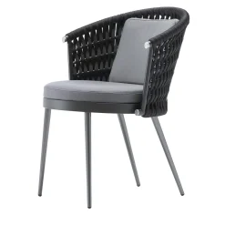 Sedia in tessuto nero per esterni con cuscino