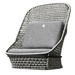 Sedia in tessuto per esterni con schienale alto grigio