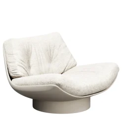 Sedia Lounge Lalea Bouclé pearl bush e pelle soul-white di Artefatto Design Studio