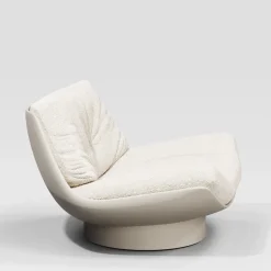 Sedia Lounge Lalea Bouclé pearl bush e pelle soul-white di Artefatto Design Studio