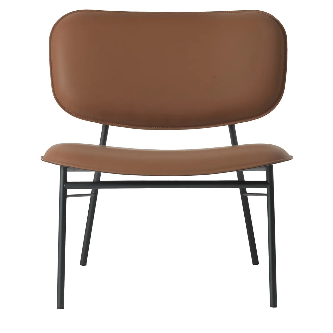 Sedia Lounge Vintage in Pelle Marrone con Struttura in Metallo