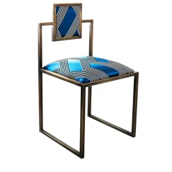 Sedia quadrata in ottone Funky Stripes