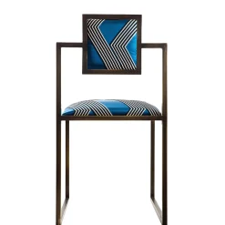 Sedia quadrata in ottone Funky Stripes