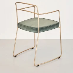 SEDIA SEIDECIMI AUREO VERDE IN OTTONE SPAZZOLATO A MANO