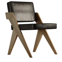 Sedia Souvenir senza braccioli in pelle nera