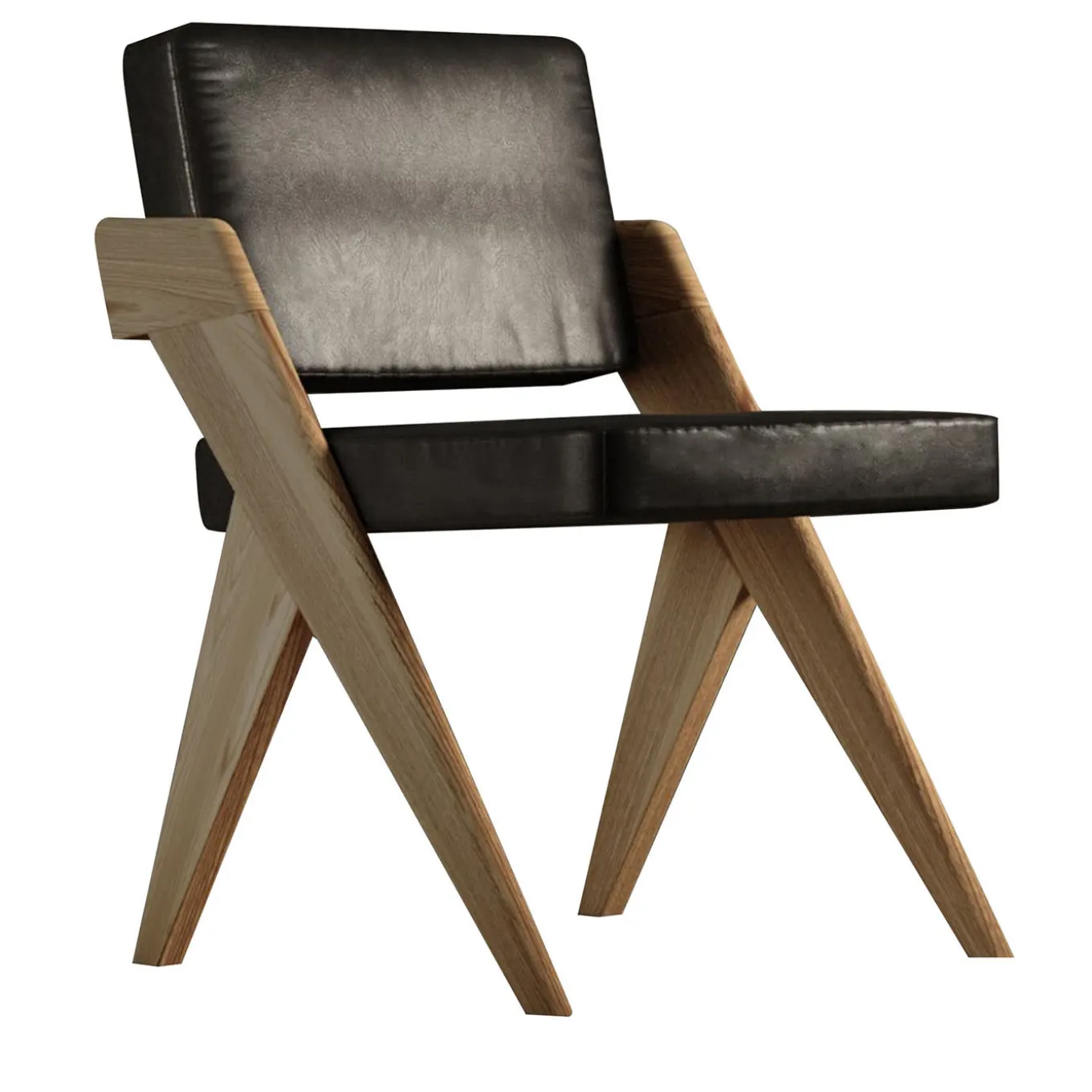 Sedia Souvenir senza braccioli in pelle nera