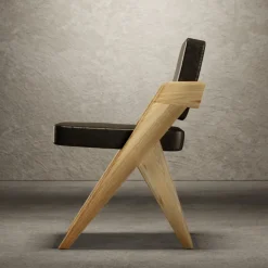 Sedia Souvenir senza braccioli in pelle nera