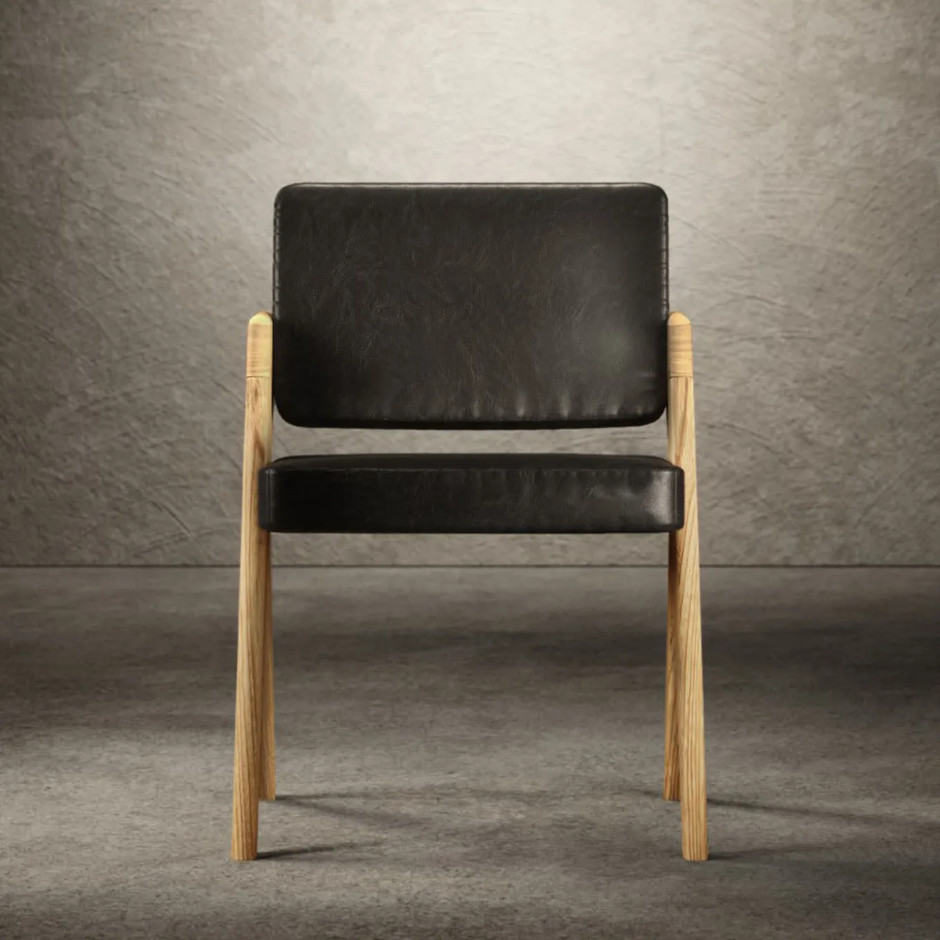 Sedia Souvenir senza braccioli in pelle nera