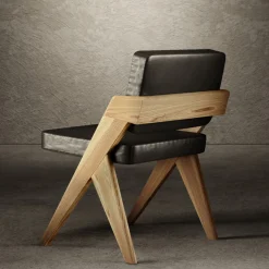 Sedia Souvenir senza braccioli in pelle nera