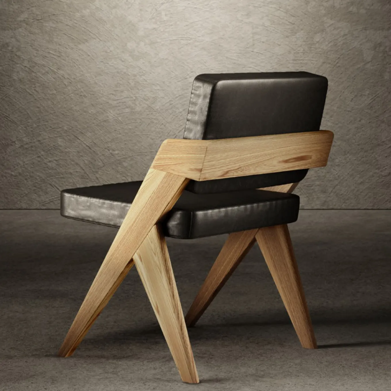 Sedia Souvenir senza braccioli in pelle nera