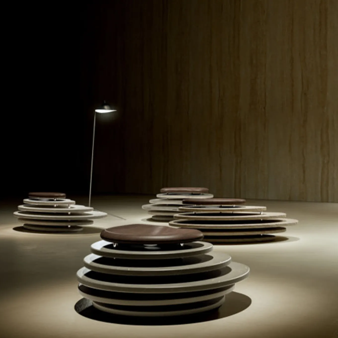 Seduta Oasi N.1 in Travertino Paglierino e Larice Invecchiato