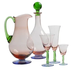 Set Burano di brocca e bottiglia e 3 bicchieri per sei persone