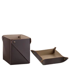 Set con vide poche e scatola Miu in pelle Chocolate e Cappuccino