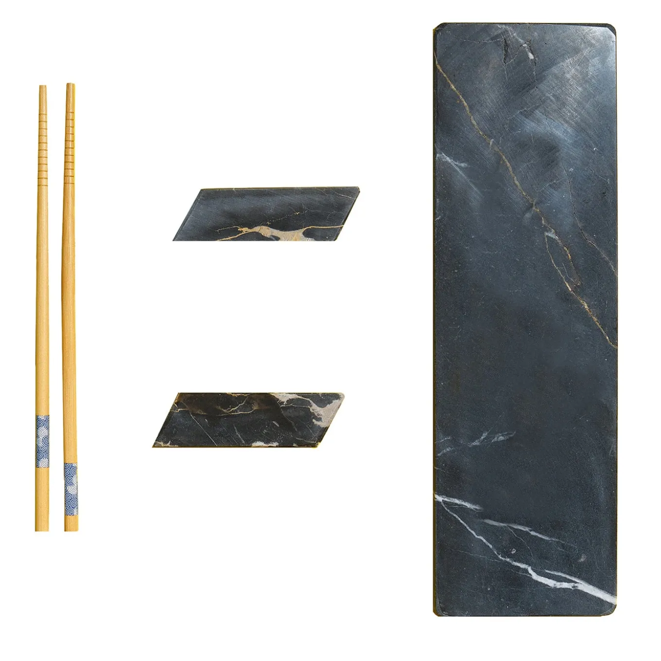 Set da 4 pezzi per sushi in marmo nero Marquina