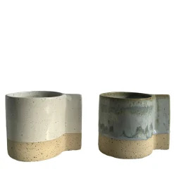 Set da 2 Solid Blue and White Glaze Powder