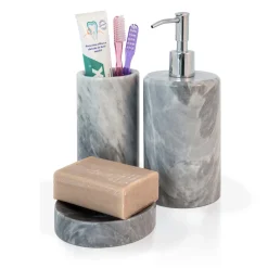 Set da bagno 3 pezzi in marmo grigio