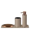 Set da bagno 4 pezzi in pelle cappuccino e rame