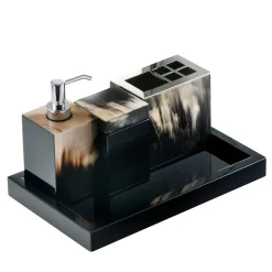 Set da bagno Iris 4 pezzi in corno nero
