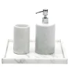 Set da bagno rotondo in marmo bianco di Carrara