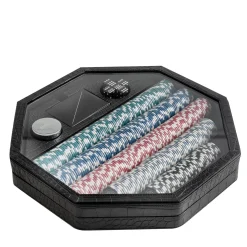 Set da gioco per poker in pelle nera