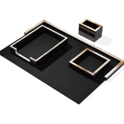 Set da scrivania Calipso nero in corno ed ebano