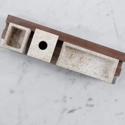 Set da scrivania in marmo travertino Skyline