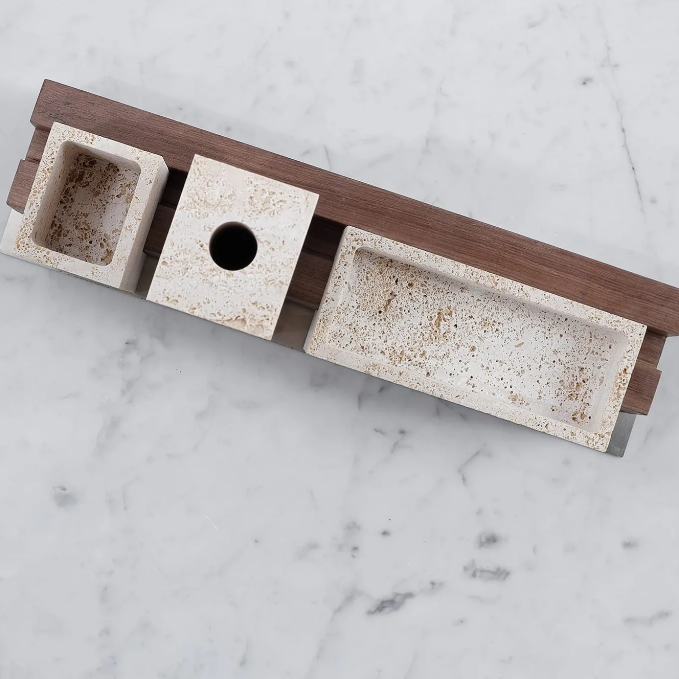 Set da scrivania in marmo travertino Skyline