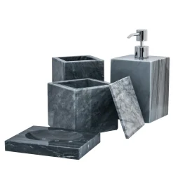 Set di 4 accessori da bagno in marmo grigio Bardiglio