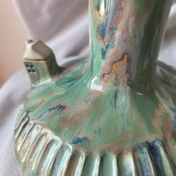 Set di 2 Anfore Spirali nel Tempo in Ceramica Azzurra della Collezione Micromondo