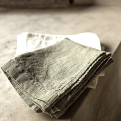 Set di 4 asciugamani in lino color menta