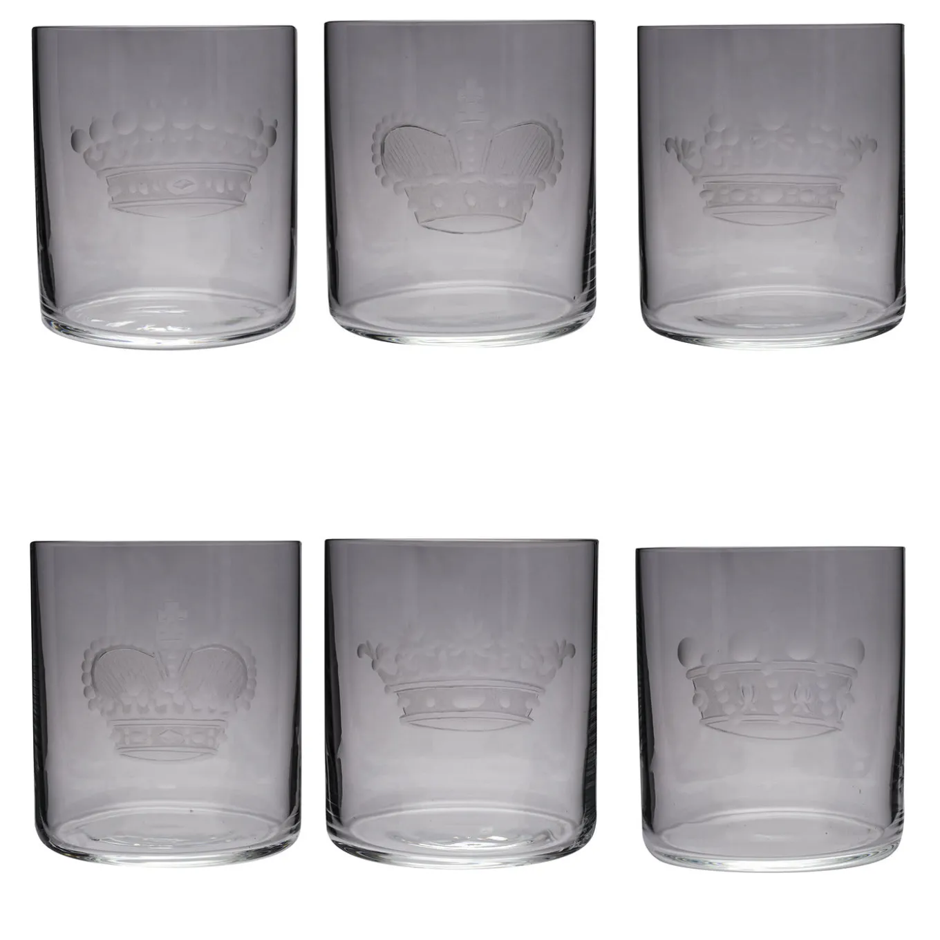 Set di 6 bicchieri da acqua con corona