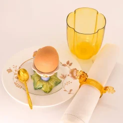 Set di 4 bicchieri da acqua a petali color ambra