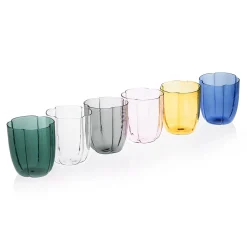 Set di 4 bicchieri da acqua a petali color ambra