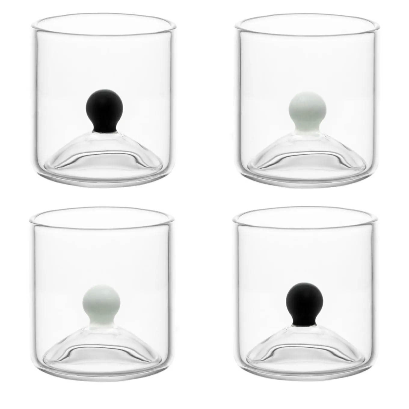 Set di 4 bicchieri da shot Las Chicas in bianco e nero