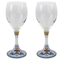 Set di 2 bicchieri da vino medi Ricco Deruta Floral