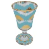 Set di 4 bicchieri da vino Ikat oro e azzurro
