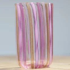 Set di 6 bicchieri di Murano rosa e oro