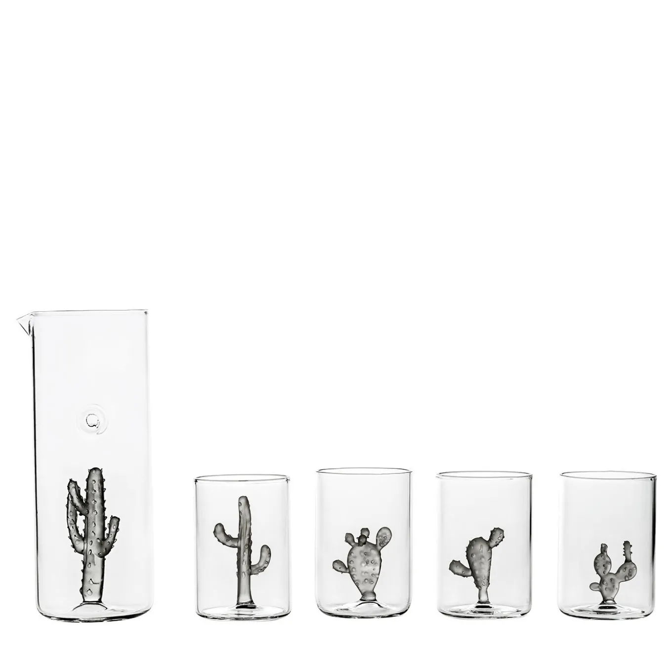 Set di 4 bicchieri e 1 caraffa Collezione Cactus