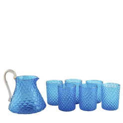 Set di 6 bicchieri e brocca Balloton blu