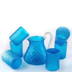 Set di 6 bicchieri e brocca Balloton blu