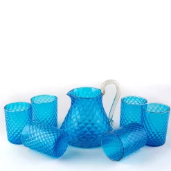Set di 6 bicchieri e brocca Balloton blu
