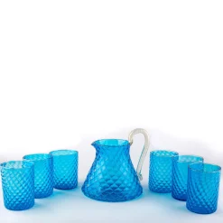 Set di 6 bicchieri e brocca Balloton blu