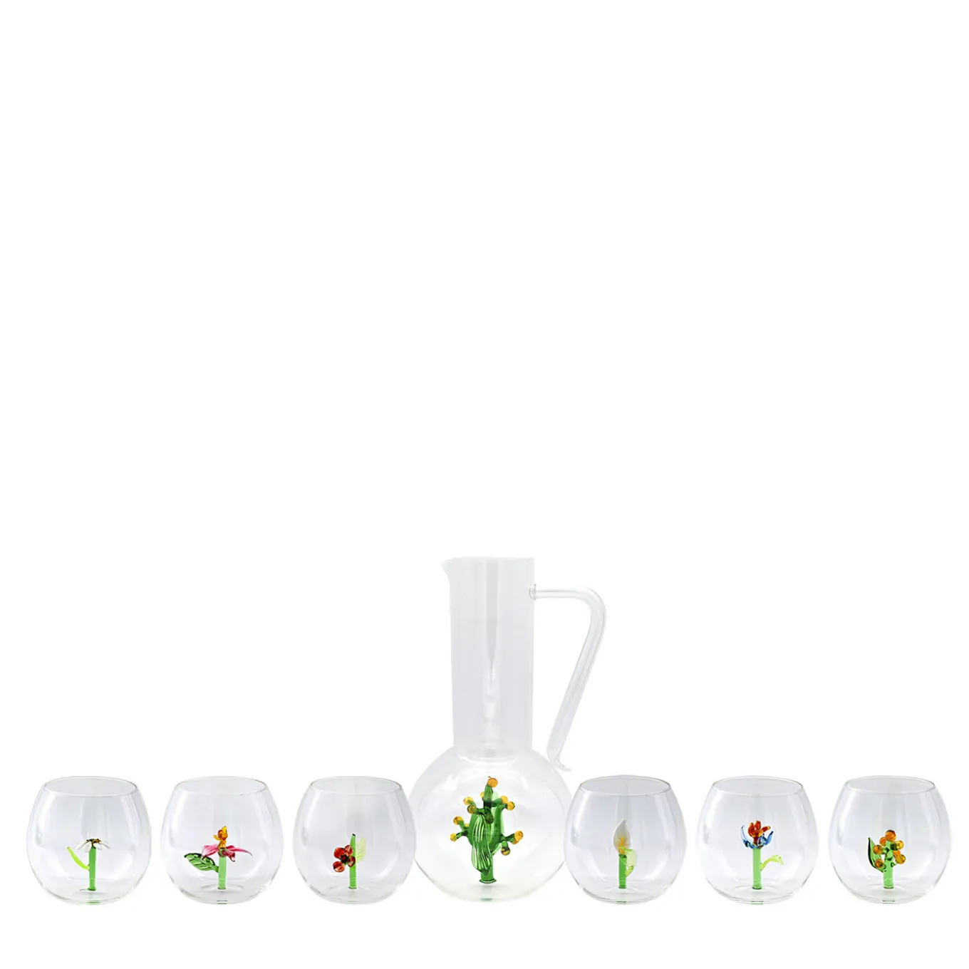 Set di 6 bicchieri e caraffa Flower Power