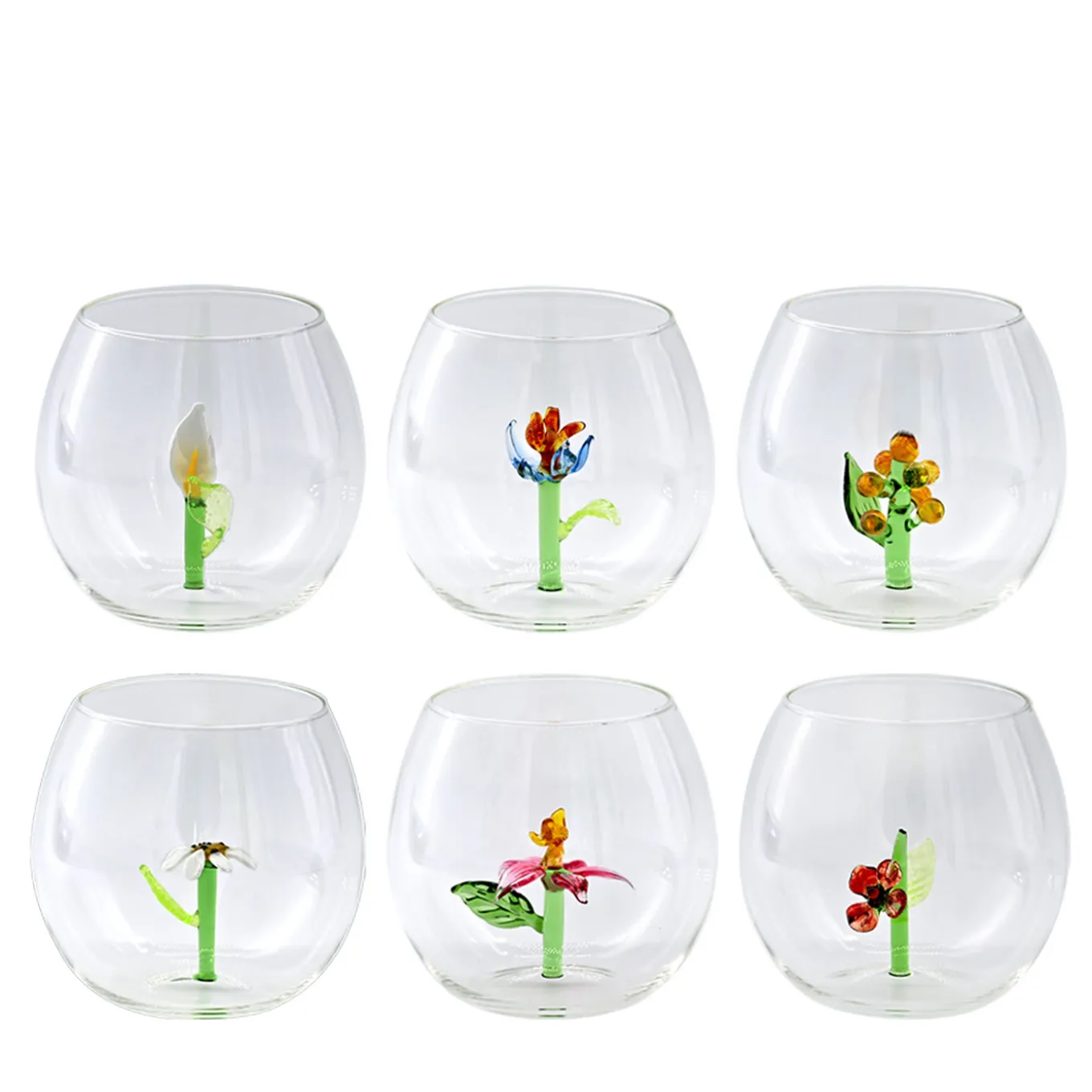 Set di 6 bicchieri Flower Power