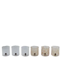 Set di 6 Bicchieri in Vetro Trasparente e Ambra a Goccia