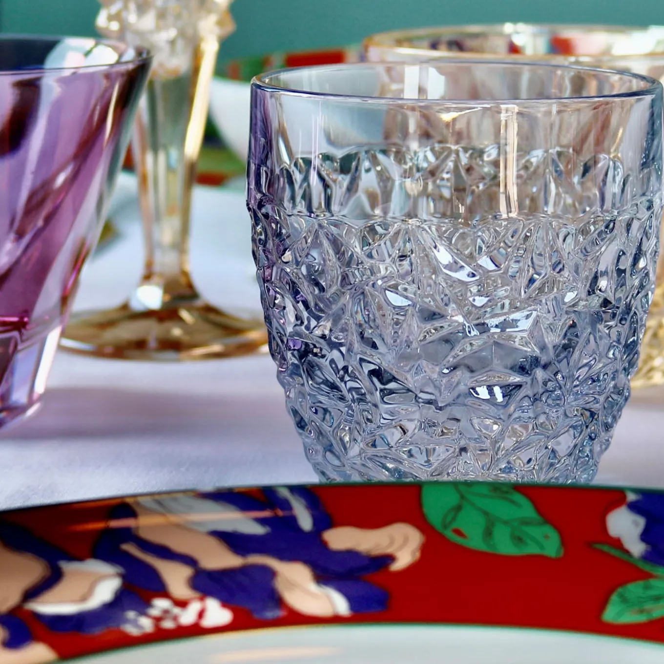 Set di 6 bicchieri Old Fashioned in cristallo azzurro